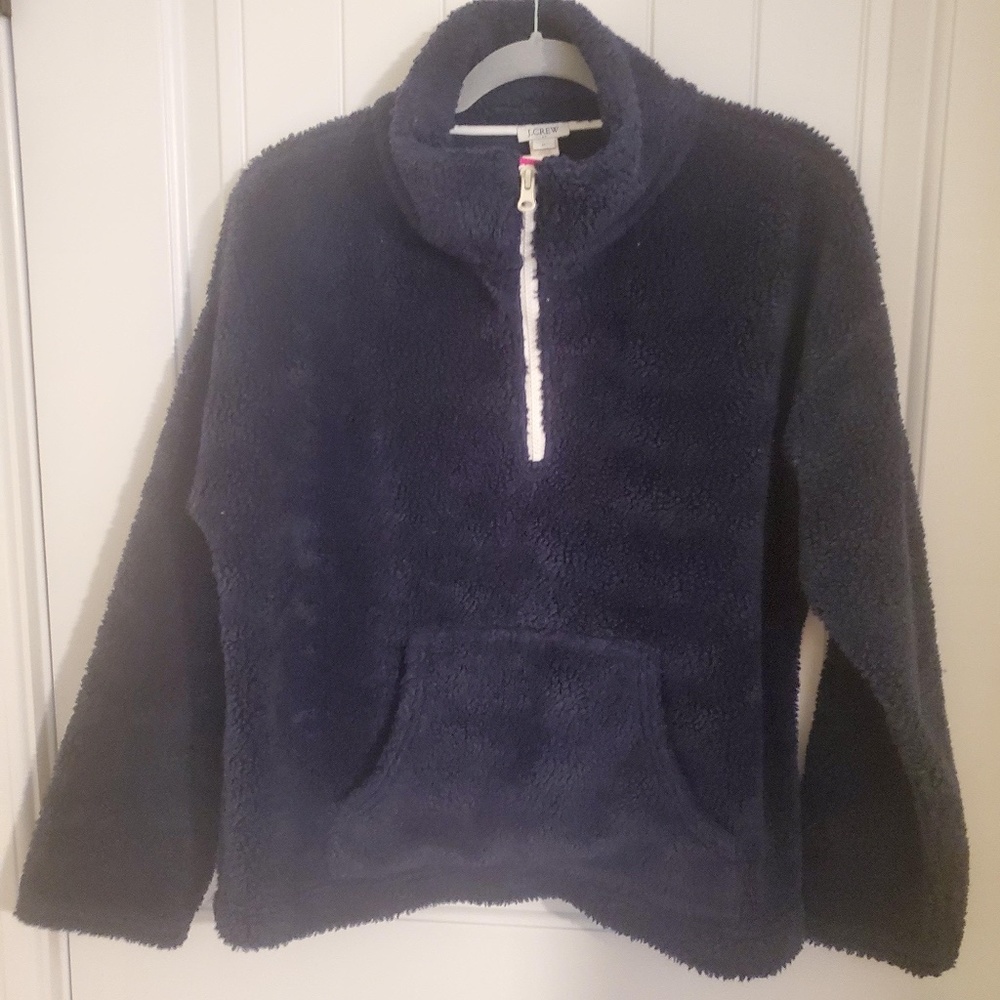 J.CREW NAVY SHERPA 1/4 ZIP POPOVER PULLOVER - SIZE MEDIUM